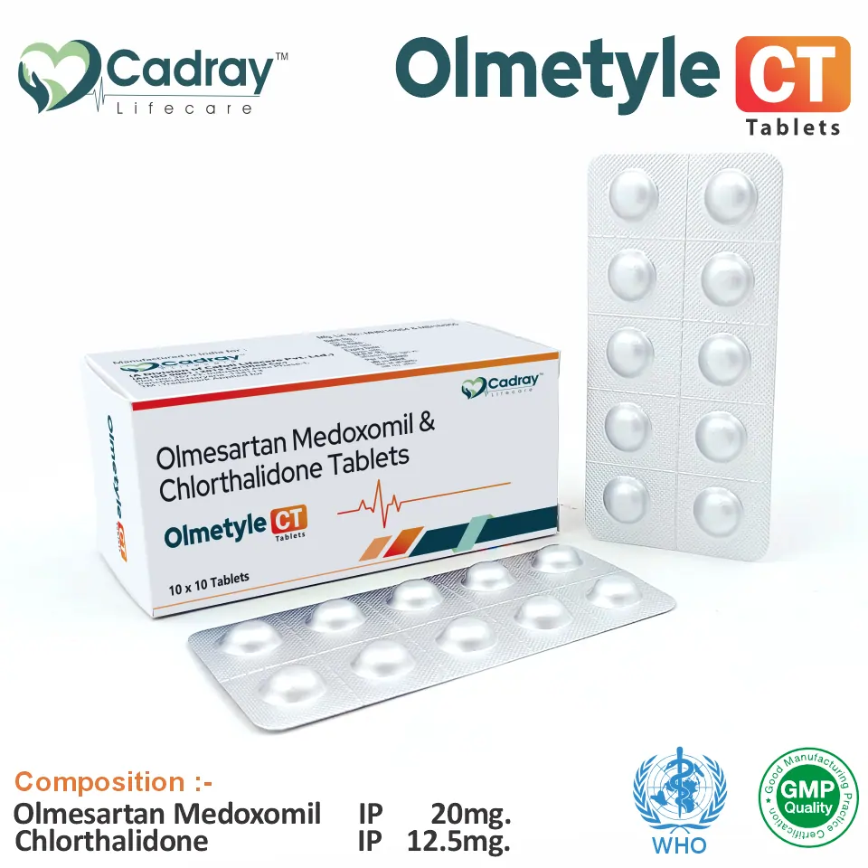 Olmesartan Medoxomil 20mg + Chlorthalidone Tablet | Olmesartan 20/Chlorthalidone in PCD Pharma Franchise